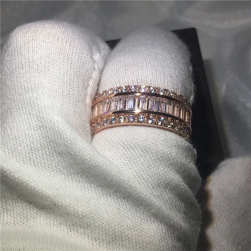 Choucong Full 15ct Diamond Rose Gold 925 Sterling Silver Engagement Wedding Band Ring for Women Prezent