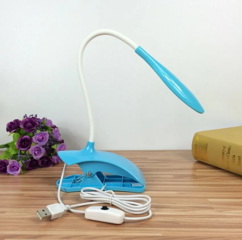 Högkvalitativ USB-flexibelt klipp på ljust bokljusbänkslampa LED-resebokläsningslampa Vitljus