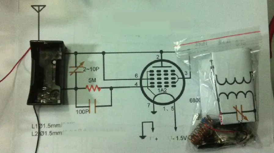 Freeshipping DIY Kit Super Regenerativ FM Tube Radio Circuit FM Receiver Module 88MHz-108MHz