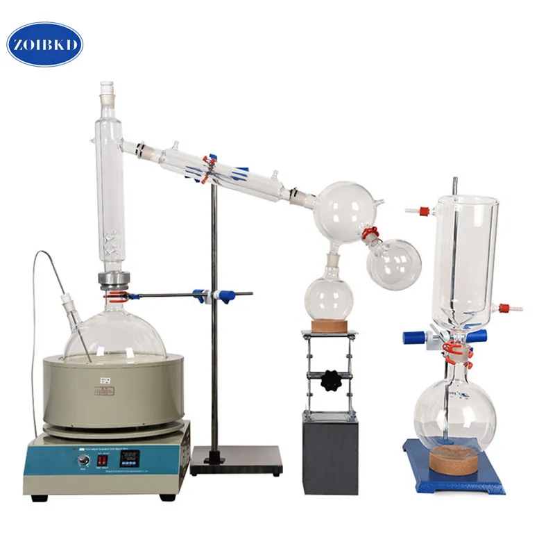 ZOIBKD Lab fornisce piccole attrezzature per distillazione a percorso breve 10 litri con mantello riscaldante per agitazione, pozzi freddi