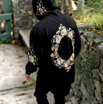 Pullover floral print hoodie clearance