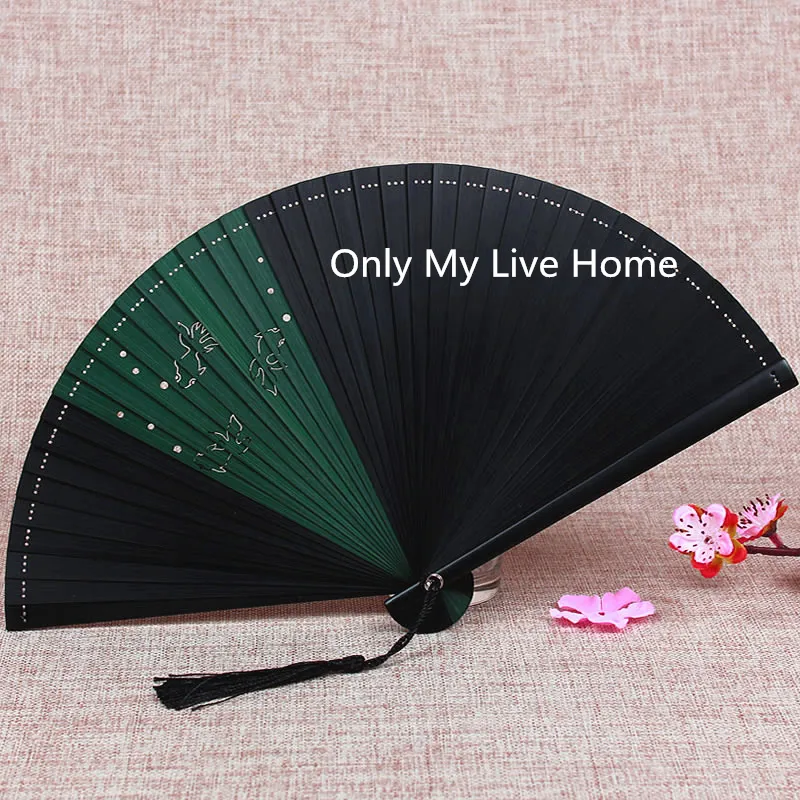 Portable Mini Hand Held Fan Japanese Folding Fans Cartoon Fish Cat Rabbit Full Bamboo Hand Fans for Wedding Gift Bride Fan Decoration