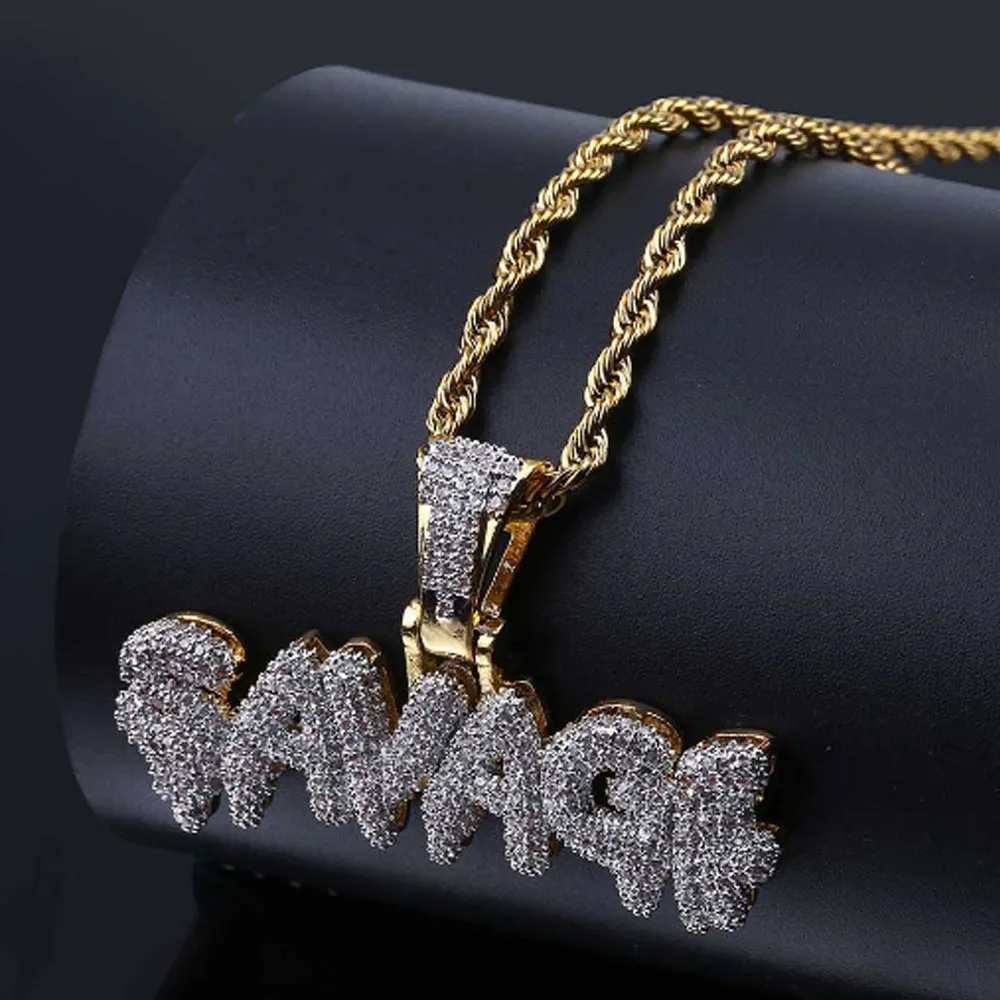 COLLANA CON PENDENTE SAVAGE ICED OUT CZ BLING DA UOMO Collana con diamanti simulati con micro pavé di zirconi cubici