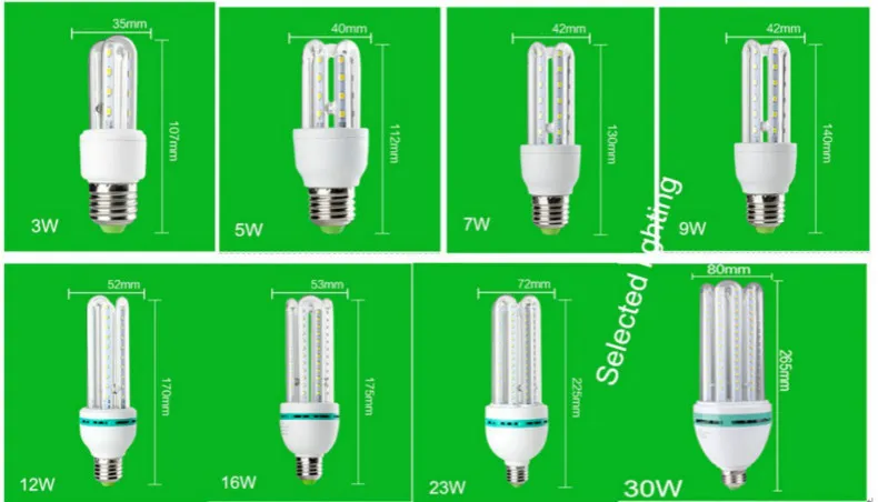 2U 3U 4U LED Corn Light Bulbo SMD2835 3W5W / 7W / 9W / 12W / 16W / 23W / 30W E27 360 gradi 110 V 220 V LED lampadina