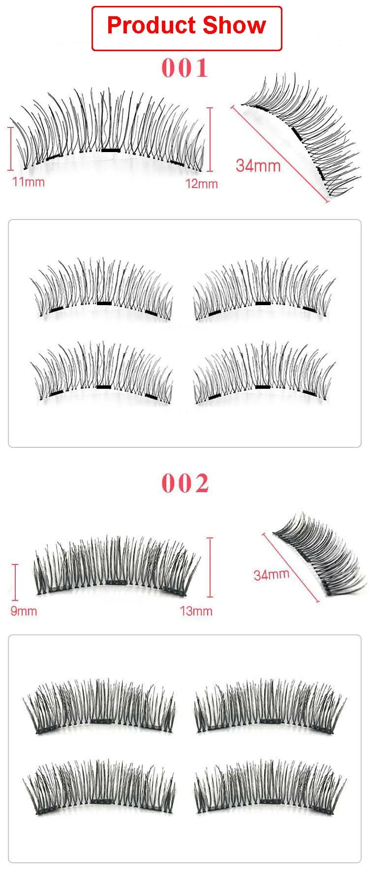 Nova marca de alto grau 3 Lashes magnéticos Acessório Maquiagem para Olhos feitas à mão Magnet cílios falsos DHL grátis