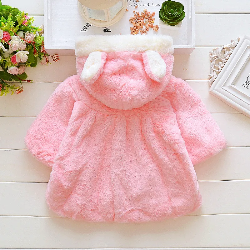 Abbigliamento bambini Neonato Pelliccia bambini Inverno Cappotto caldo Giacche Abbigliamento ragazze spesse Neonata Carino Cappotti a maniche lunghe con cappuccio Giacca Outwear i