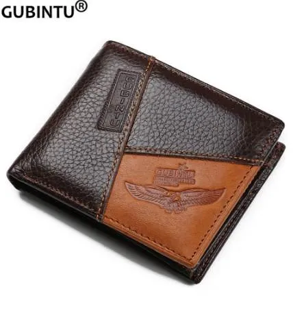 GUBINTU en cuir véritable hommes portefeuilles poche à monnaie fermeture éclair véritable portefeuille en cuir pour hommes avec pièce de monnaie de haute qualité homme sac à main cartera