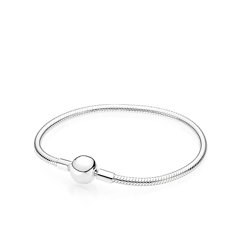 925 Sterling Silber Charms Armband 3mm Schlangenkette für Pandora Charm Perlen Armbänder Schmuck DIY Geschenkbox für Damen und Herren308g