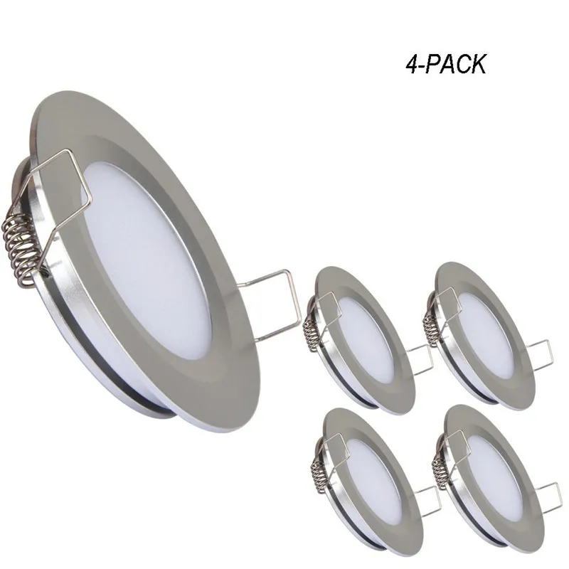 Lampa LED LED LED Downlight 4-Pack Ultra cienkie sprężyny zamontować pełne aluminiowe DC12V 3W przyciemniane dla świateł sufitowych łodzi RV