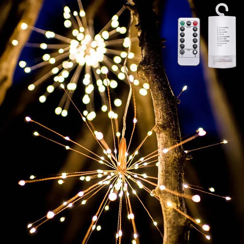 DIY Składany bukiet Kształt LED String Lights Firework Akumulator Obsługiwane Dekoracyjne Wróżki Światła Boże Narodzenie na Garland Patio Party