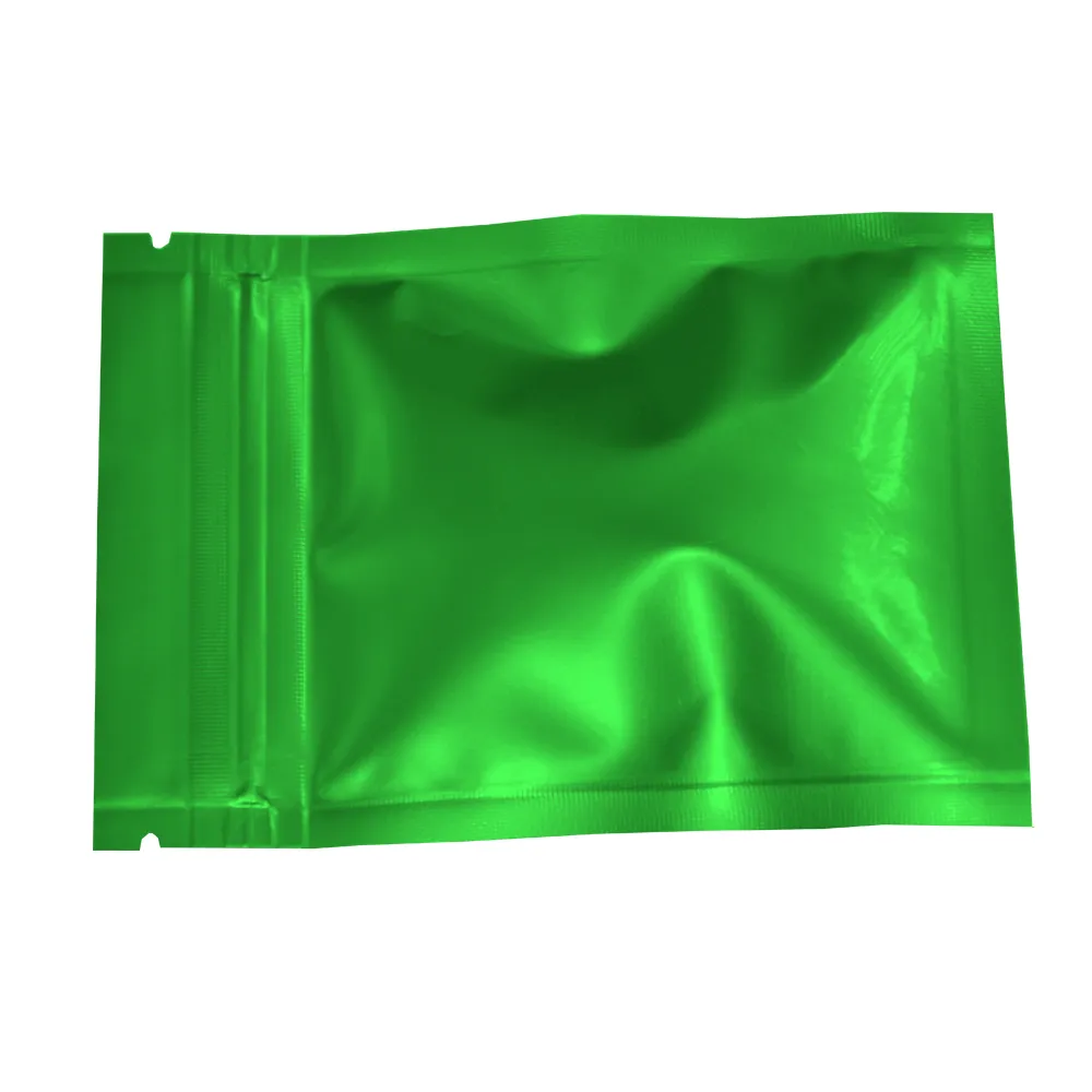 100 Pz / lotto 7.5 * 10 cm Verde Mylar Zip Pacchetto Confezione Borse di Calore Sacchetto di Immagazzinaggio Sacchetto di Caffè In Polvere Sealable odore di alluminio Impermeabile Sacchetto di Alimento