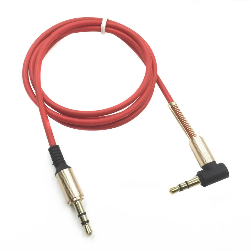 Cavo audio AUX stereo auto ausiliario ad angolo retto da 3,5 mm maschio a maschio in metallo telefoni Cuffie iPhone auto