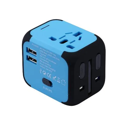 Nowy Universal Travel Adapter Elektryczne Wtyczki Gniazda Konwerter US / AU / UK / UE z podwójnym ładowaniem USB 2.4A Wskaźnik zasilania LED