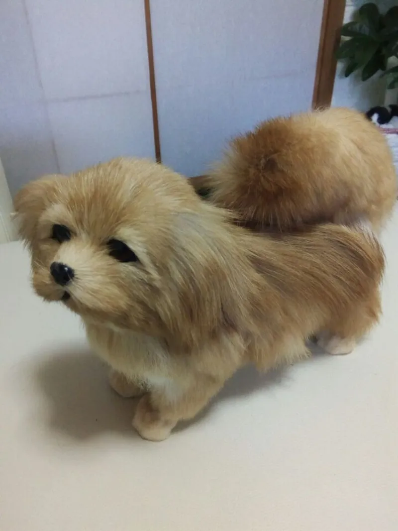 Dorimytrader Cuddly Likliknande Animal Pekingese Plush Toy fylld mjuk relistisk Poodle Toy Pet Dog Decoration Gift 20X26CM DY800094918449