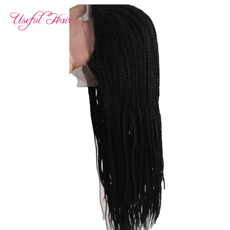 pelucas delanteras de encaje trenzado BOLETO caja de pelucas delanteras de encaje sintético de 22 pulgadas trenzas trenzas de ganchillo pelucas sintéticas negras para mujeres negras