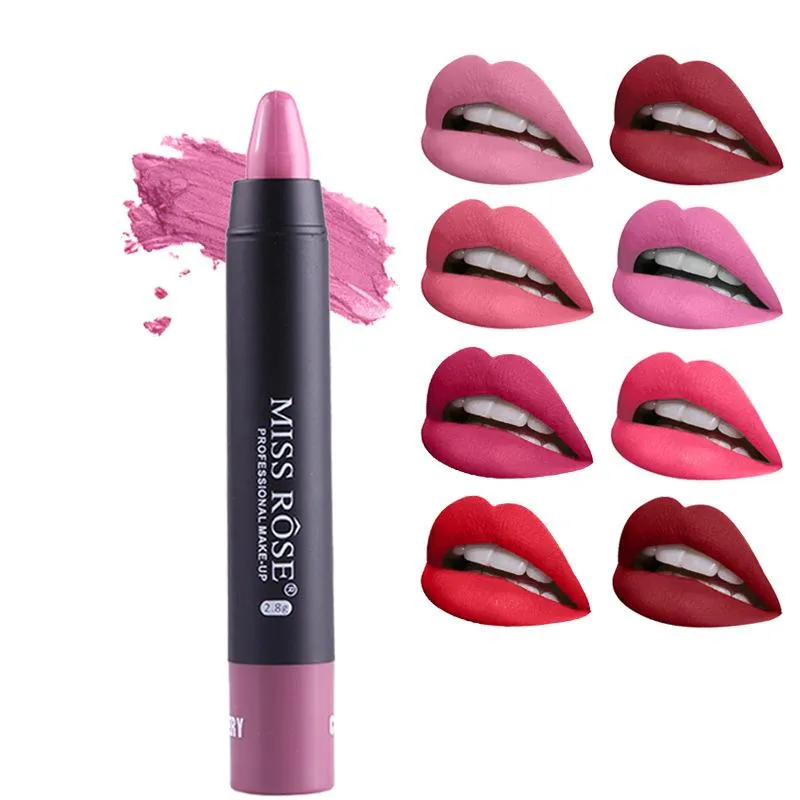 Miss Rose Makeup 8 Colors Matte Lipstick Waterproof Long-Lasting Velvet Nude Batom Matte Lipstick Sexy Red Rouge Lip Kit