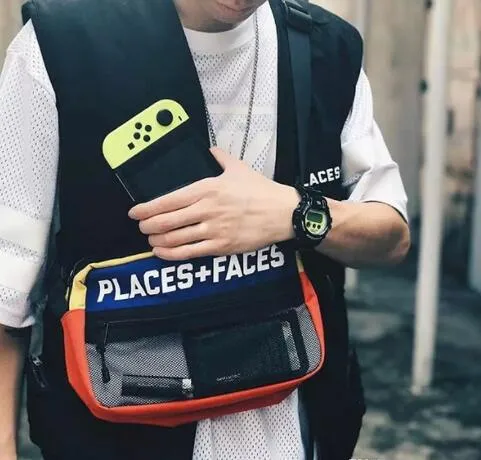 Brand New Places + Faces 3M Sac de planches à roulettes réfléchissant P + F Message Sacs Casual Hommes et femmes Sac à bandoulière Hip-hop Mini Packs de téléphone portable