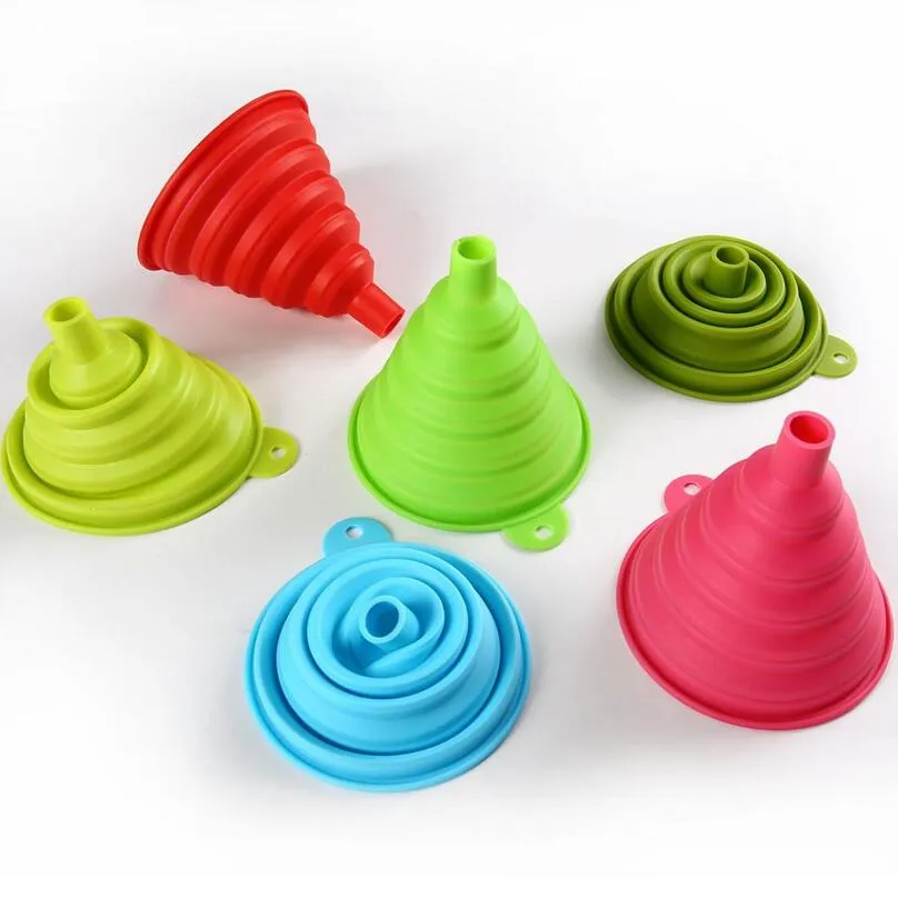 Free Shipping Fashion Home Kitchen Mini Silicone Collapsible Funnel Foldable Funnel for Liquid Transfer LX3420