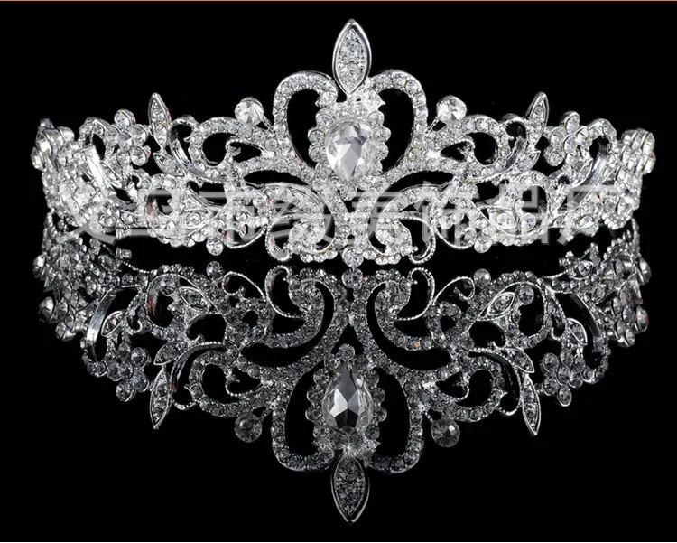 High Quality Shining Beaded Crystals Wedding Crowns Bridal Veil Tiara Crown Headband Hair Accessories Party Wedding Tiara