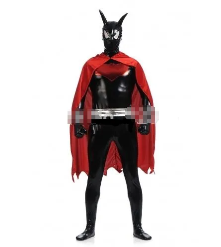 Completo nero e rosso oltre al costume Batsuit Cosplay Halloween party
