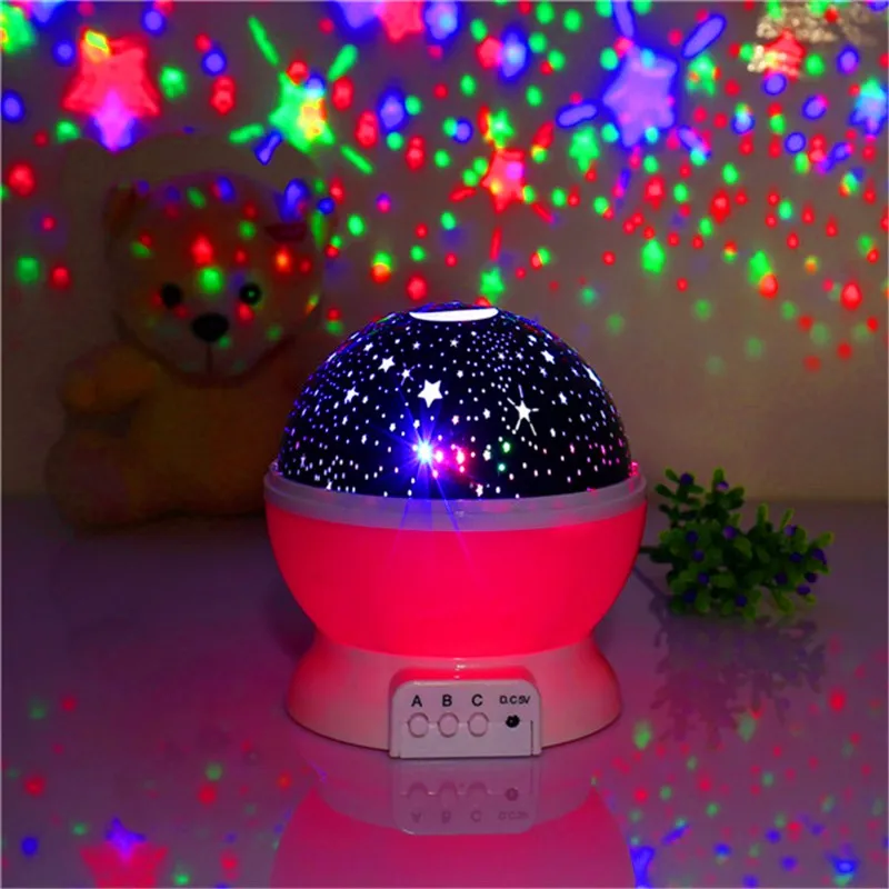 Novidade Night Light Projector Lamp Rotary Flashing Starry Moon Star Sky Projector Estrela Crianças Crianças Bebê Abajur Infantil