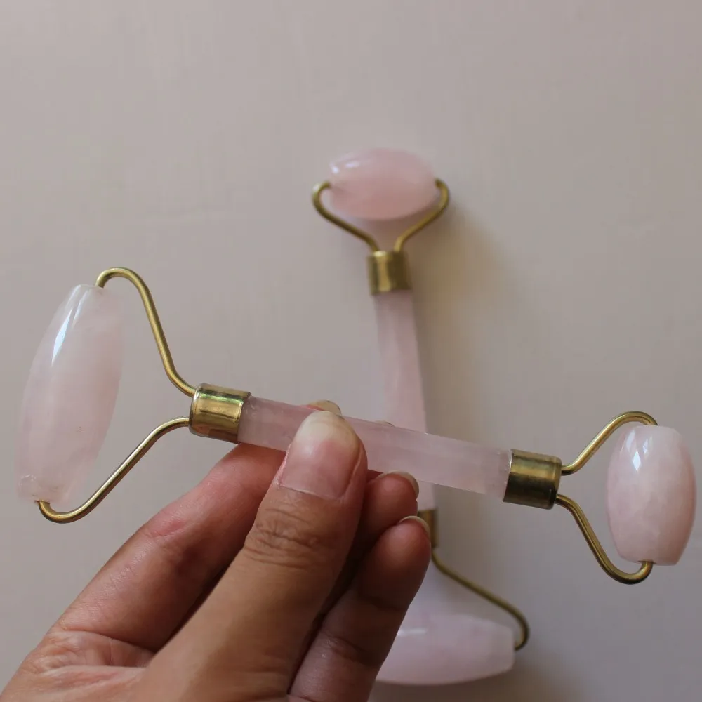 [Vita sana] nuovo arrivo rosa quarzo strumento di rilassamento del viso dimagrante / quarzo rosa massaggiatore a rulli viso massaggio pietra di giada
