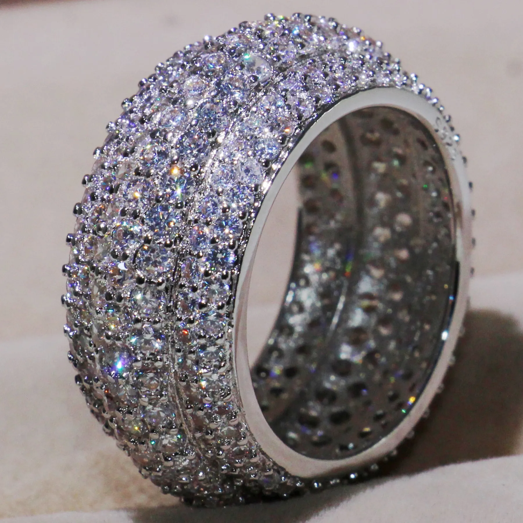 Victoria Wieck sparkiling monili di lusso 925 Sterling Silver completa Pave White Sapphire diamante della CZ delle pietre preziose donne Wedding Band Ring Circle