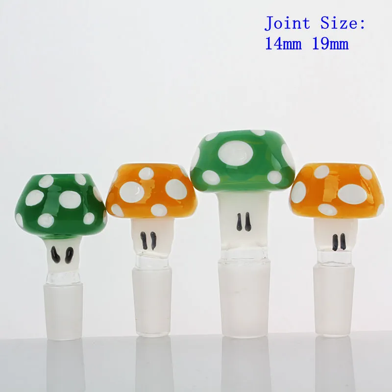 Mushroom Heady Pipes Glass Dome Colorful 18mm 14mm Male Bowl With Handle For Glass Water Bongs Glass Bong