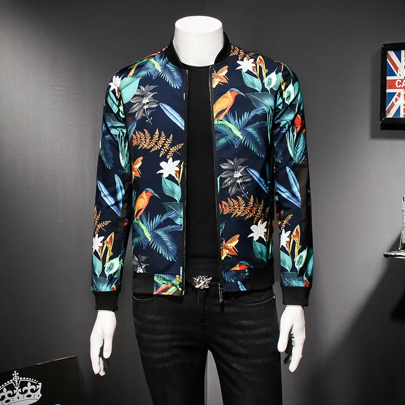 Mens Pattern Jacket Floral Print Male Jacket Vintage Classic Fashion Bomber Jackets Men Party Club Outfit Men oversize