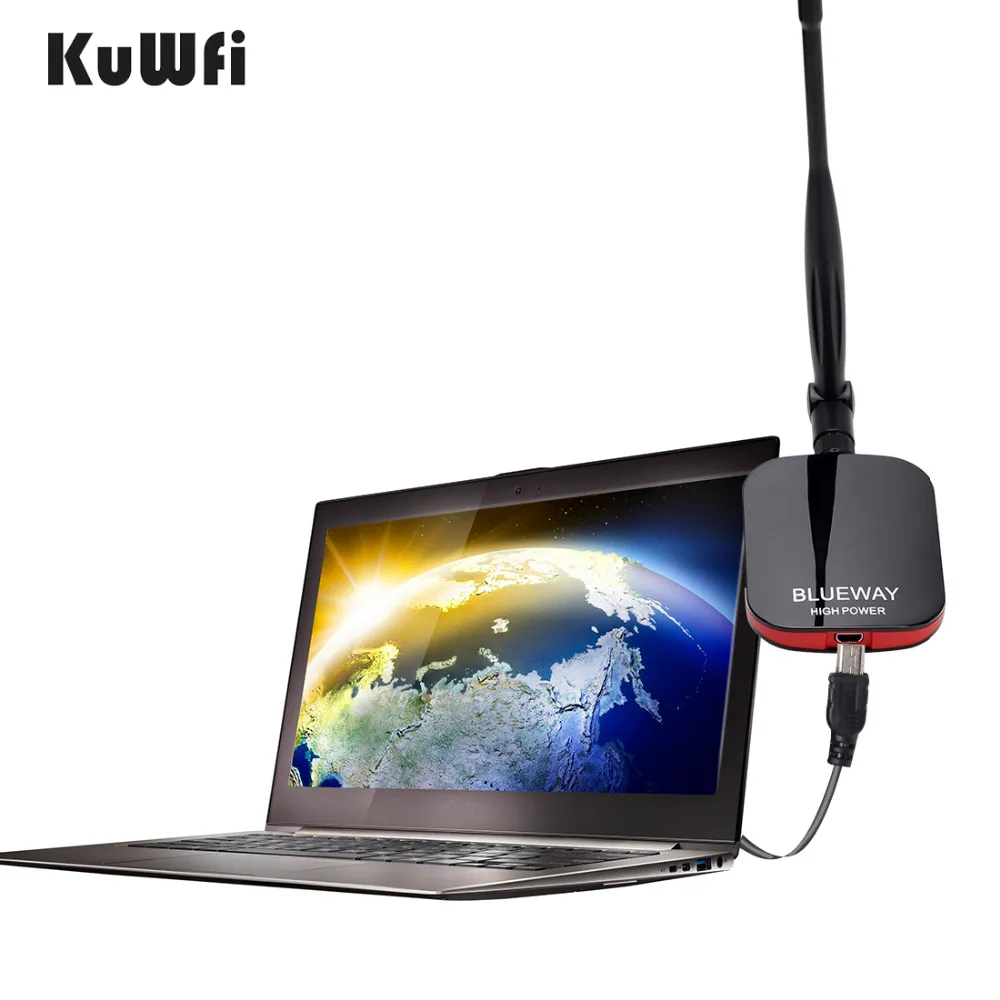 BlueWay N9000 Drahtloser WLAN-Adapter, Netzwerkkarte, kostenloses Internet, große Reichweite, USB-Adapter, 150 Mbit/s WLAN-Decoder mit 5 dBi-Antenne