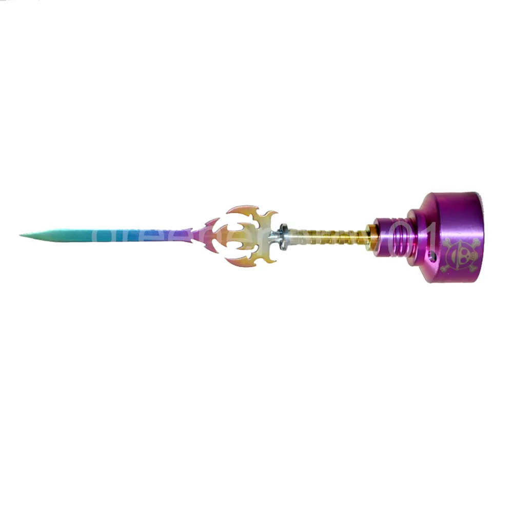 Outil de sculpture de cire à ongles en titane, Dabber en forme d'épée en titane violet avec capuchon en carburateur en titane 4926466