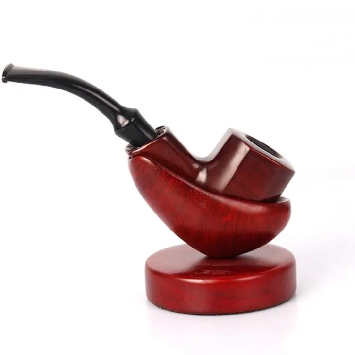 Kırmızı sandal ağacı ahşap zanaat boru manuel öğütme elmas şekilli sigara set masif ahşap boru sigara aksesuarları