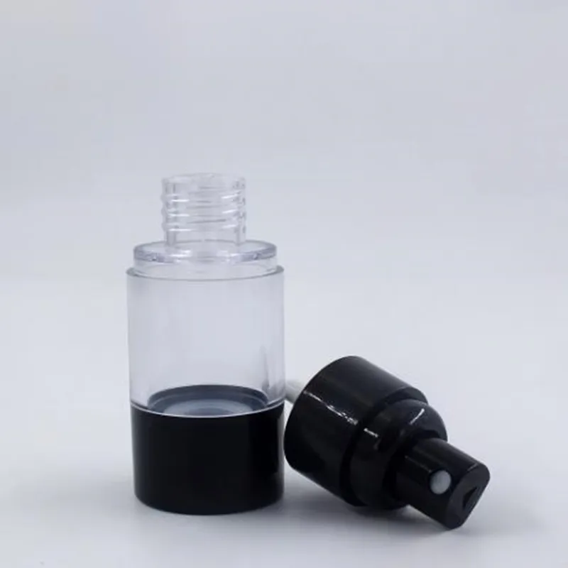 15ml 30ml 50mlの空の黒いエアレスローションクリームポンプのプラスチック容器化粧品のボトル速い船積みF488