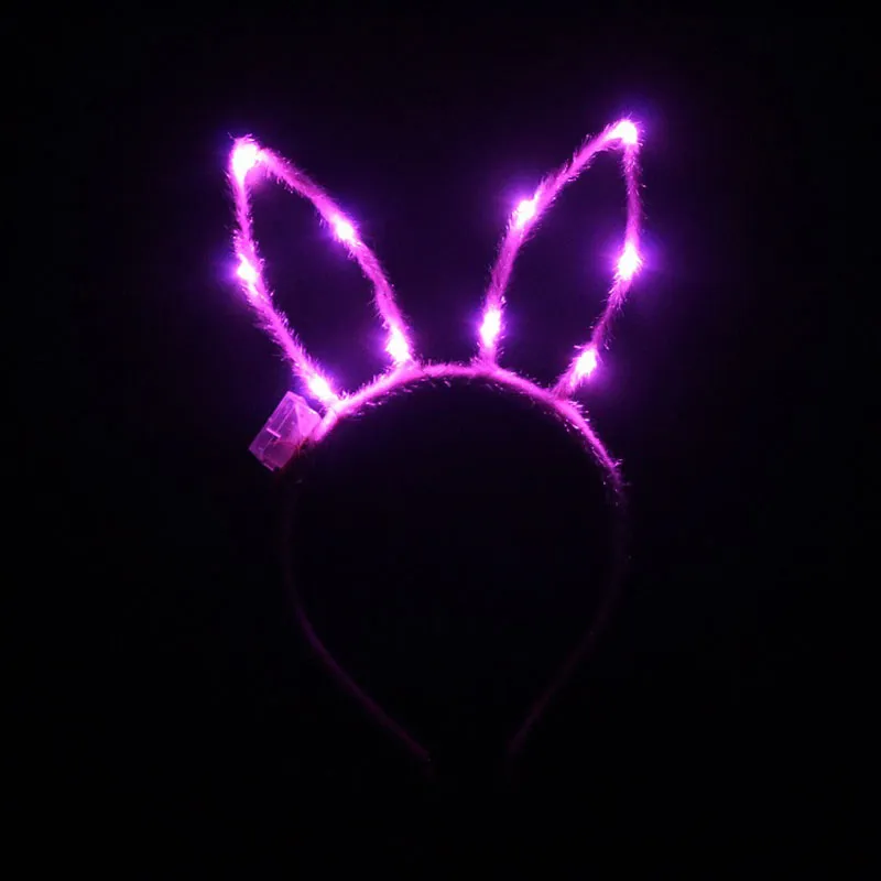 Enfants adultes oreilles de lapin LED clignotant lueur bandeau bandeau femmes Bar KTV discothèque robe décor lueur fête fournitures QW7102