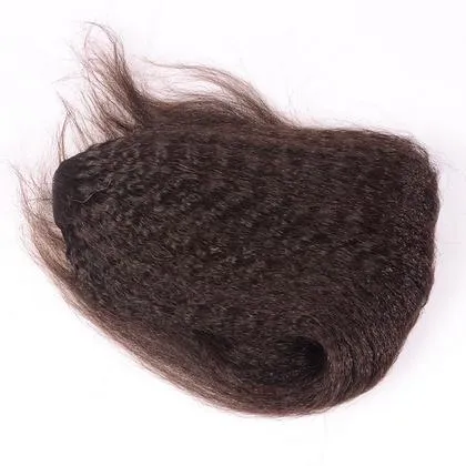 Natürliches italienisches Yaki-Echthaar, verworren, gerade. Clip-in-Haarverlängerungen aus natürlichem, grobem Yaki-Jungfrau-Haar mit Kordelzug, Pferdeschwanz-Haarverlängerungen, 100–160 g