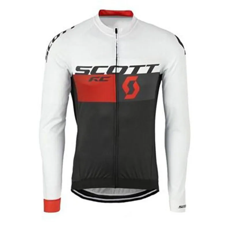 Wiosna / Autum Scott Pro Team Bike Męskie Rowerze Długie Rękawy Jersey Road Racing Koszule Jazdy Rowerowe Topy Oddychające Sporty Outdoor Maillot S210419111 \ t