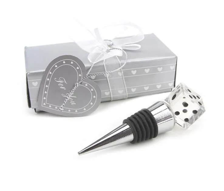 100pcs/lot+Unique Wedding Gift High Quality K9 Crystal Dice Bottle Stopper Bridal Shower Favors For Male Guests+Package Box SN761