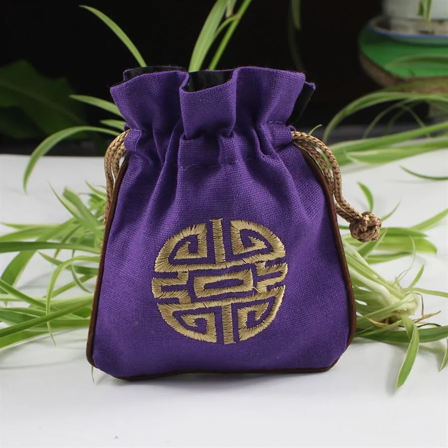 Doppelseitige Stickerei-Schmucktasche im chinesischen Nationalstil, Bodhi-Perlen-Armband-Ohrring-Halsketten-Beutel, ethnische exotische Aufbewahrung SN1385