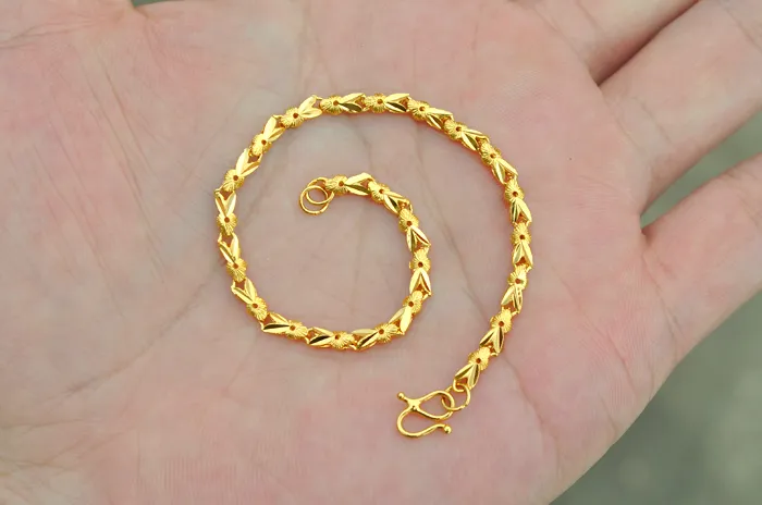 24K Real Gold Plated Gold Color Bracelet Tamanho de 175cm de moda para mulheres jóias whole3546469