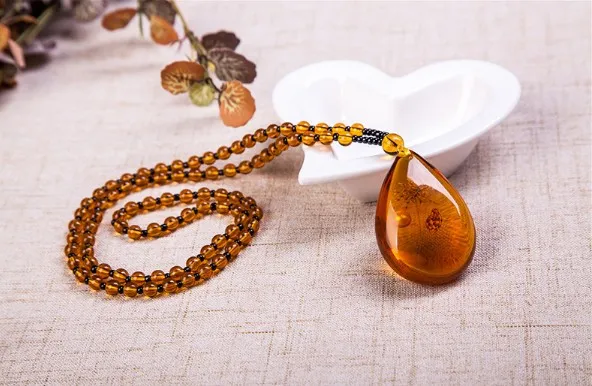 Cire d'abeille ambre brésilien, colliers pour hommes et femmes, pendentif artisanal