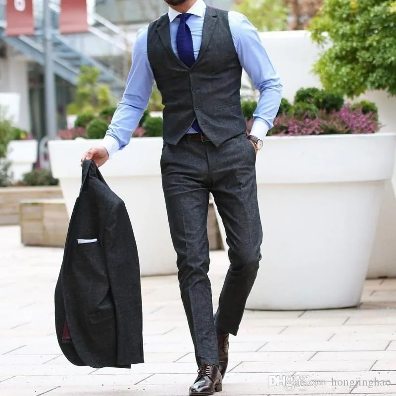 Completo Uomo 3 Pezzi Slim Fit – Giacca, Gilet E Pantaloni Per Matrimoni, Cerimonie E Ufficio