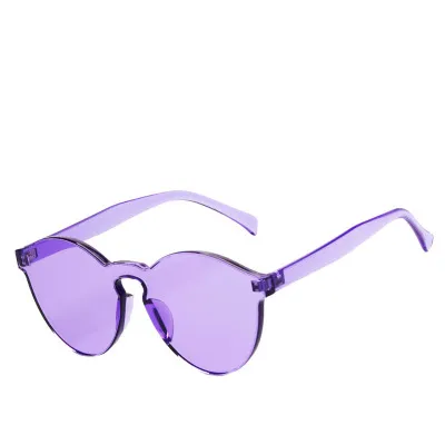 2018 Nya gelékvinnor runt en bit Rimless Solglasögon Framlös Transparent Candy Color Eyewear 10st / 