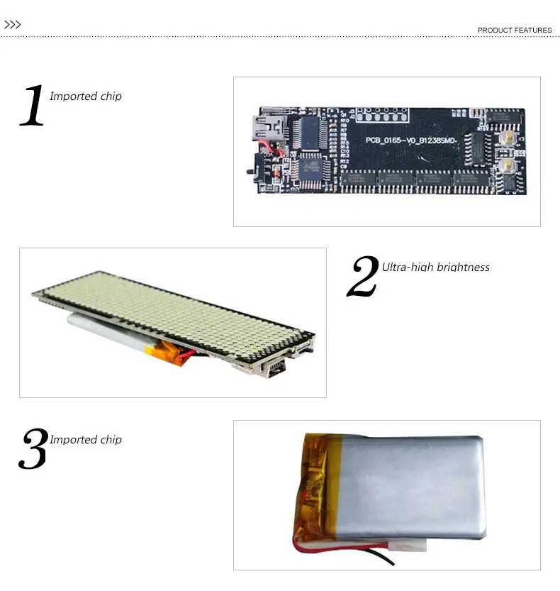 LED 이름 태그 월드컵 태그 충전식 44x11 도트 붉은 색 스크롤 메시지 LED 이름 배지