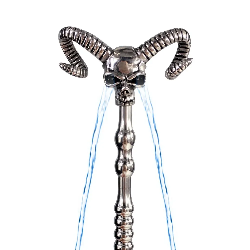 140mm Nieuwe Speciale Ontwerp Holle Schedel Hoofd Water Flowing Metal Penis Plug Stick Catheter Urethrale Geluid Dilators Mannelijke Seksspeeltjes Y1892003