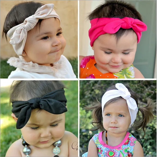 14 kleuren elastische doek geknoopt konijnenoren zachte baby hoofdband ins kinderen haarbands