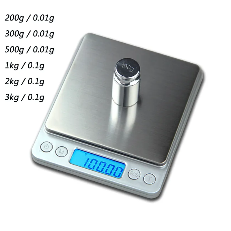 Balances de poche électroniques numériques Balances de bijoux pour aliments de cuisine portables Poids gramme Balance balance 100g-500g 1kg-3kg Outil de cuisson de haute précision