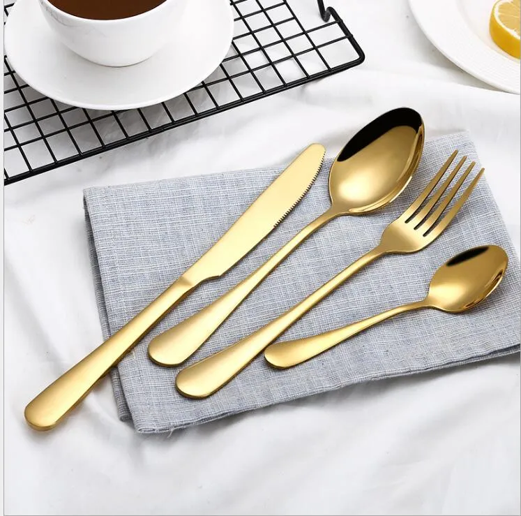 Set da 4 pezzi set di posate di posate di alta qualità cucchiaio forchetta coltello cucchiaio da tè set di stoviglie in acciaio inossidabile set di utensili da cucina