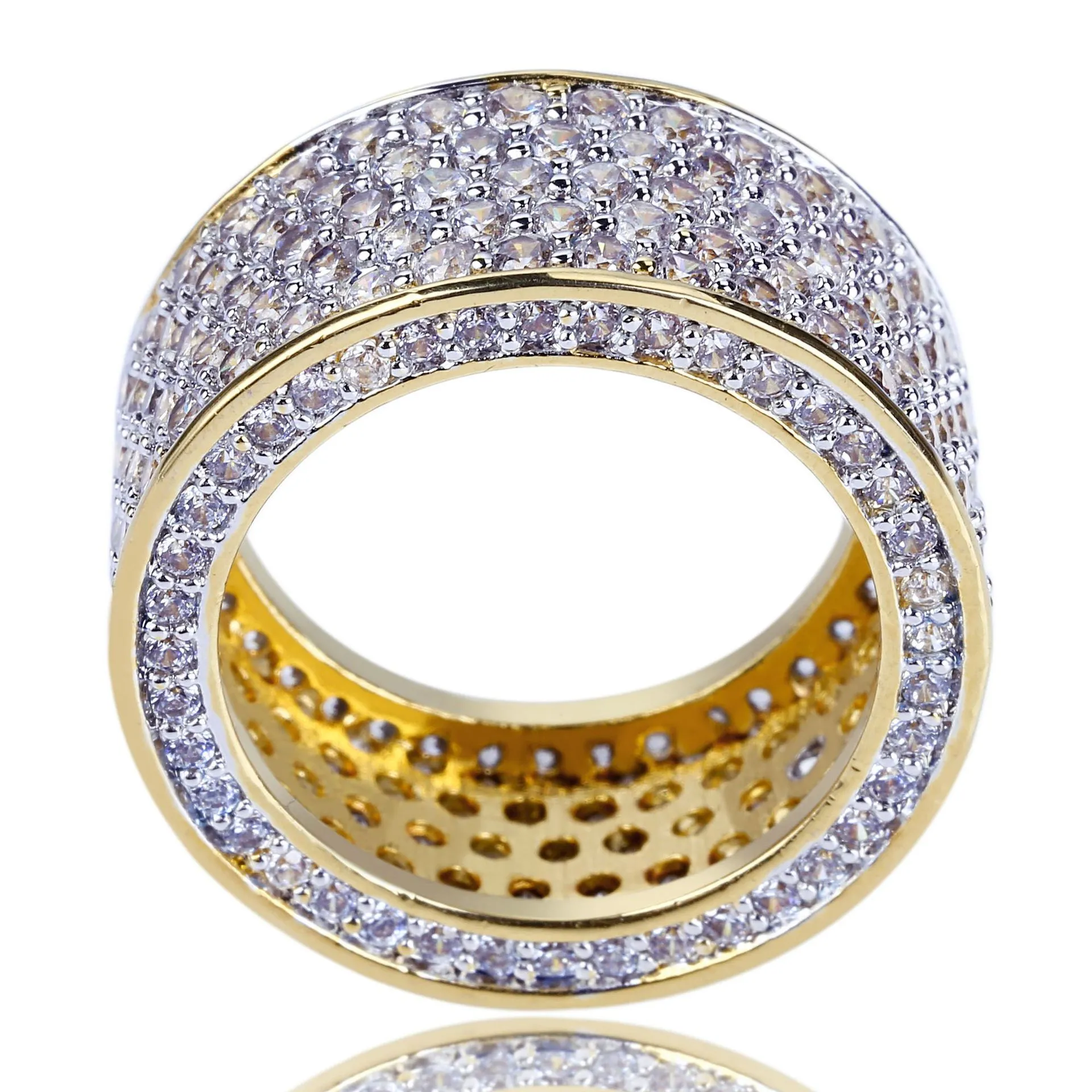 Biżuteria hip -hopowa męska pierścionek Złota Pierścienie Out Pierścienie Mikro Pave Cubic Cyrron Obiecaj Diamentowe Pierścienie palców Luksusowe marka Personi250t