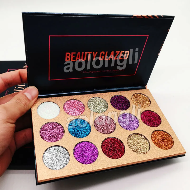 Piękno oszklone cień do oczu 15 kolorów Glitter Eyeshadow Palette Makeup Shimmer Ultra pigmentowany proszek Długotrwałe Wodoodporne Kosmetyki Halloween Wakacje