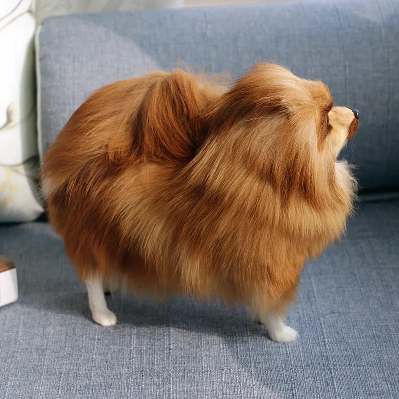 Dorimytrader Realistic Animal Pomeranian Dog Plush Toy Stifted Soft Simulated Dog Pet Dog